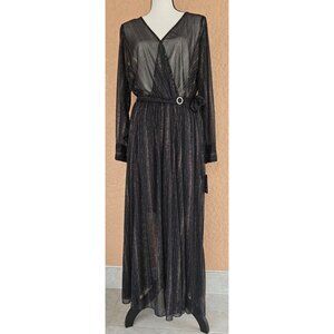 Alexa B Nites Sheer Sparkle Formal Maxi Dress Womens Size 18W